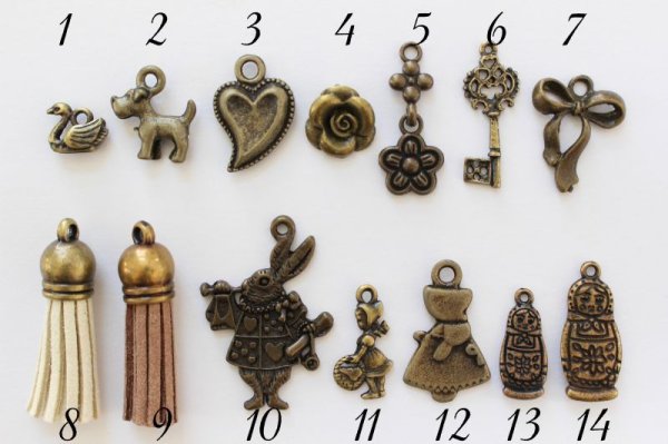 Photo3: Zipper with Charm (Antique Brass) (3)