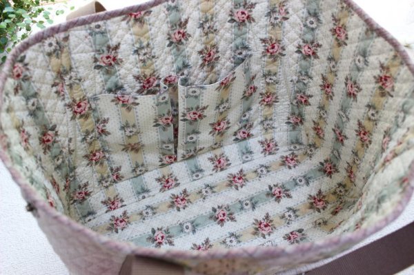 Photo4: [SALE] Octagon Tote Bag (Pink/Brown) (4)