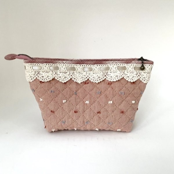 Photo3: [SALE] Lace Ribbon Make-up Bag  (3)