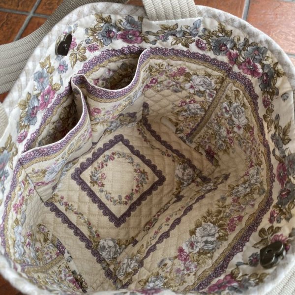 Photo3: [SALE] Tote Bag with Flowers  (3)