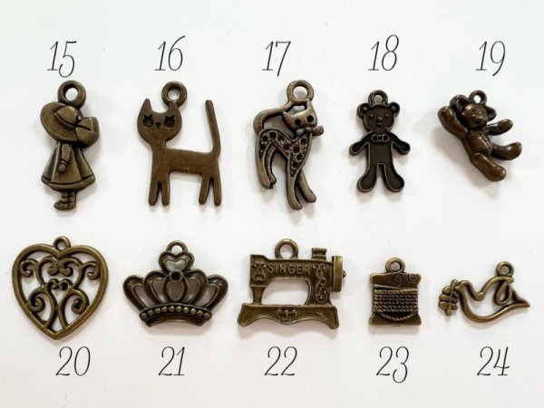 Photo4: Zipper with Charm (Antique Brass) (4)