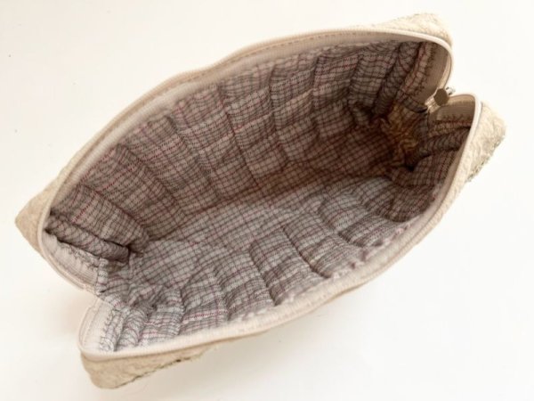 Photo2: Multi Purpose Wide Pouch with Squares (2)