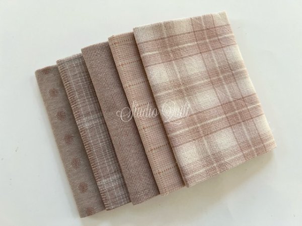 Photo1: Yarn Dyed Fabric - Set of 5 Cuts (23-12-29) Pink #1 (1)