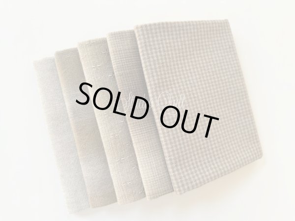 Photo1: Yarn Dyed Fabric - Set of 5 Cuts (24-12-2) Brown (1)