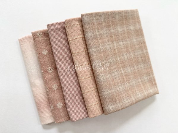 Photo1: Yarn Dyed Fabric - Set of 5 Cuts (24-12-21) Pink #1 (1)