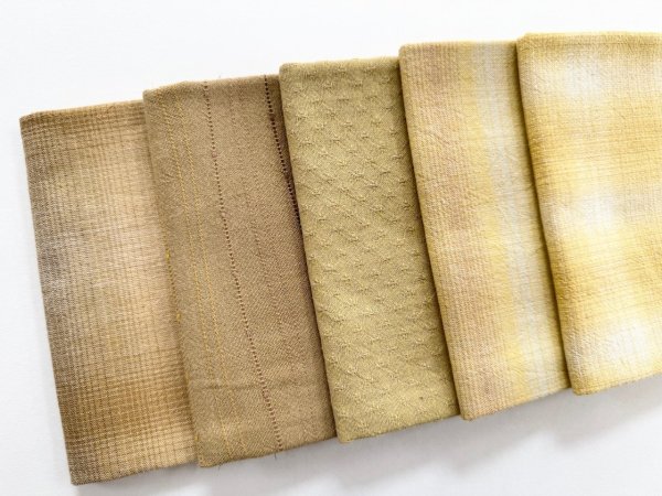 Photo2: Yarn Dyed Fabric - Set of 5 Cuts (25-3-21) Yellow #1 (2)