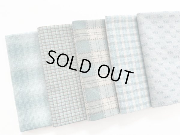 Photo2: Yarn Dyed Fabric - Set of 5 Cuts (25-3-21) Blue #2 (2)