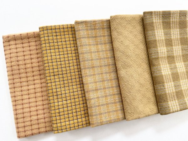 Photo2: Yarn Dyed Fabric - Set of 5 Cuts (25-3-21) Yellow #2 (2)
