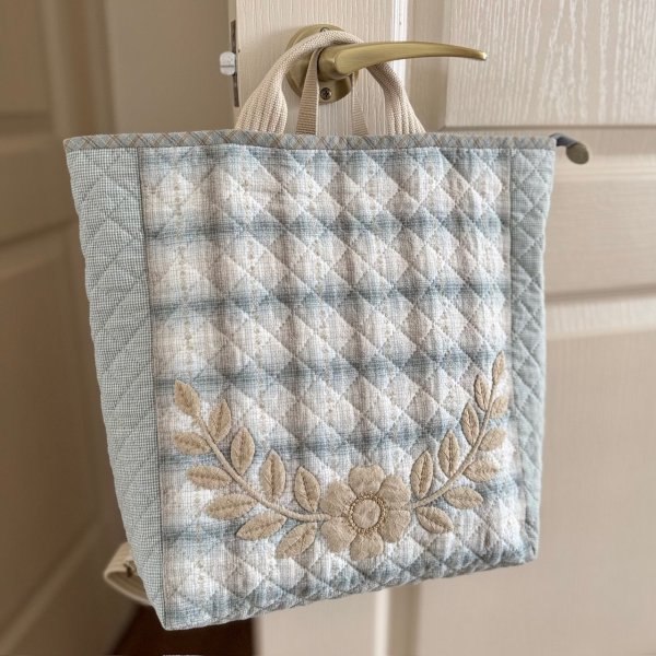 Photo2: Flower Appliqué Top Handle Backpack  (2)