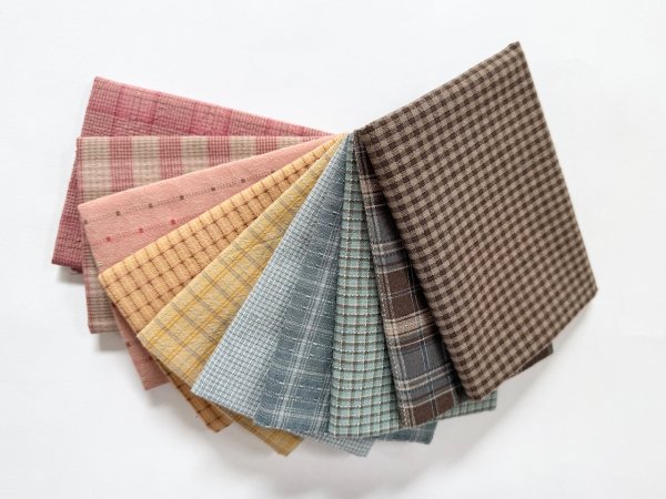 Photo1: Yarn Dyed Fabric - Set of 10 Cuts (25-5-29)  (1)