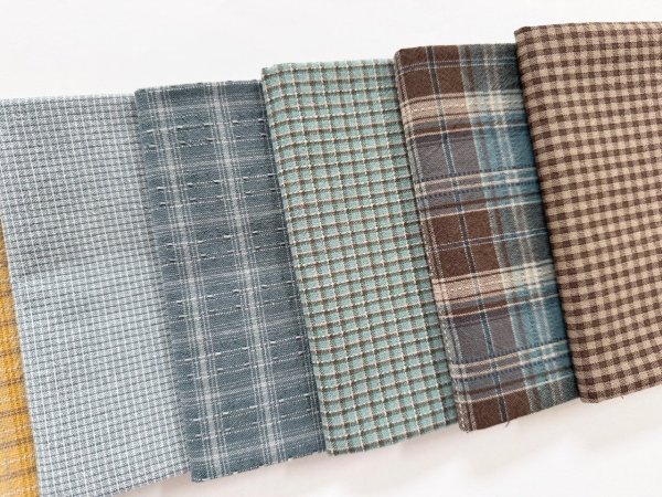 Photo3: Yarn Dyed Fabric - Set of 10 Cuts (25-5-29)  (3)