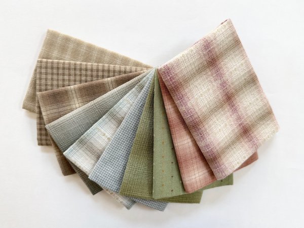 Photo1: Yarn Dyed Fabric - Set of 10 Cuts (25-6-29)  (1)