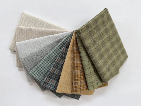 Photo1: Yarn Dyed Fabric - Set of 10 Cuts (25-7-15)  (1)