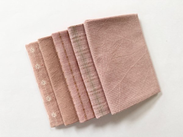 Photo1: Yarn Dyed Fabric - Set of 5 Cuts (25-8-20) Pink (1)