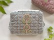 Photo1: Northern Flower Pouch with Lace Zipper (Blue) (1)