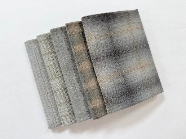 Photo1: Yarn Dyed Fabric - Set of 5 Cuts (25-9-1) Blue (1)