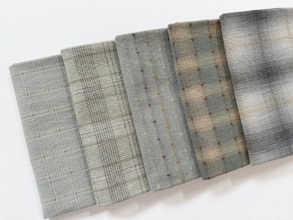 Photo2: Yarn Dyed Fabric - Set of 5 Cuts (25-9-1) Blue (2)