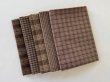 Photo1: Yarn Dyed Fabric - Set of 5 Cuts (25-9-16) Brown  (1)