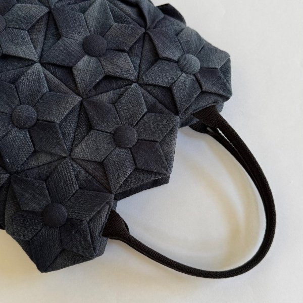Photo4: Origami Quilt | Hexagon Flower Mini Bag (Navy) (4)