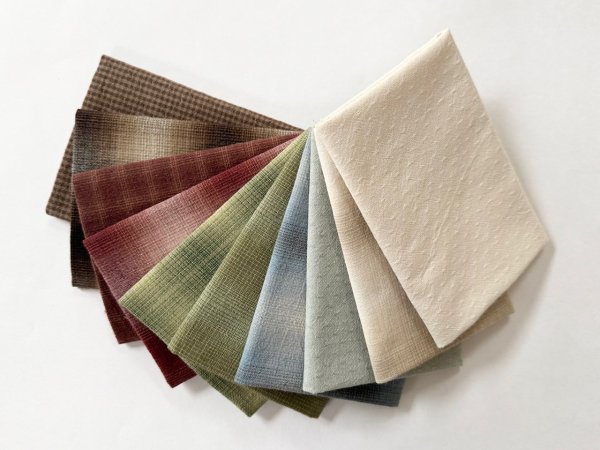 Photo1: Yarn Dyed Fabric - Set of 10 Cuts (25-9-29)  (1)