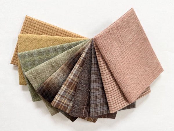 Photo1: Yarn Dyed Fabric - Set of 10 Cuts (25-11-2)  (1)