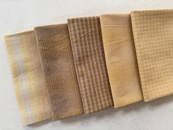 Photo2: Yarn Dyed Fabric - Set of 5 Cuts (25-12-23) Yellow  (2)