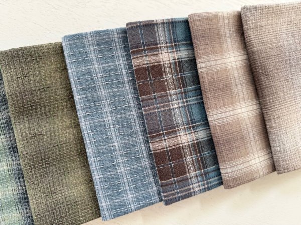 Photo3: Yarn Dyed Fabric - Set of 10 Cuts (26-1-28)  (3)