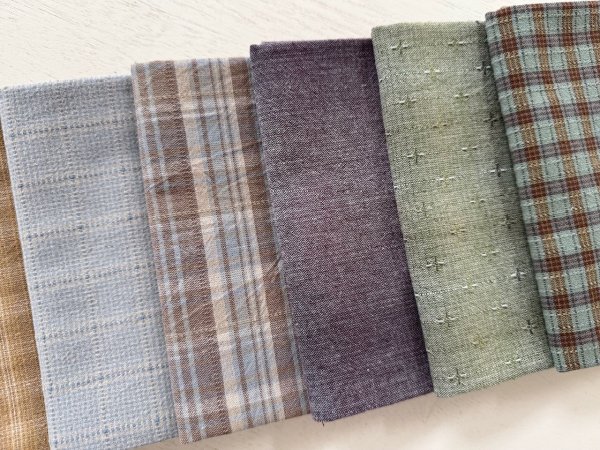 Photo3: Yarn Dyed Fabric - Set of 10 Cuts (26-1-29)  (3)