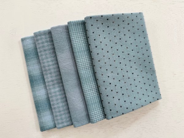 Photo1: Yarn Dyed Fabric - Set of 5 Cuts (26-2-2) Blue #2 (1)