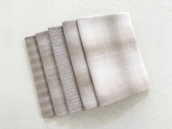 Photo1: Yarn Dyed Fabric - Set of 5 Cuts (26-2-2) Ivory (1)