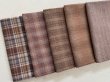 Photo2: Yarn Dyed Fabric - Set of 5 Cuts (26-2-2) Brown #1 (2)