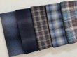 Photo2: Yarn Dyed Fabric - Set of 5 Cuts (26-2-2) Blue #3 (2)