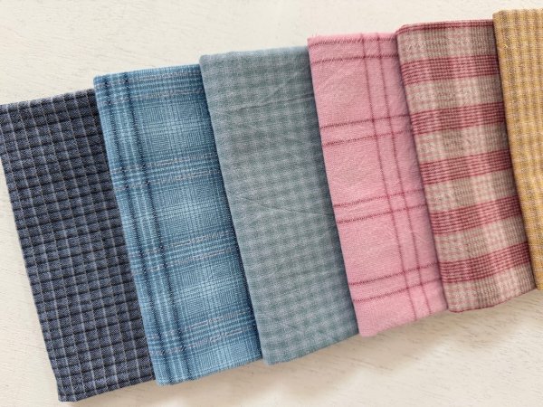 Photo2: Yarn Dyed Fabric - Set of 10 Cuts (26-2-5)  (2)