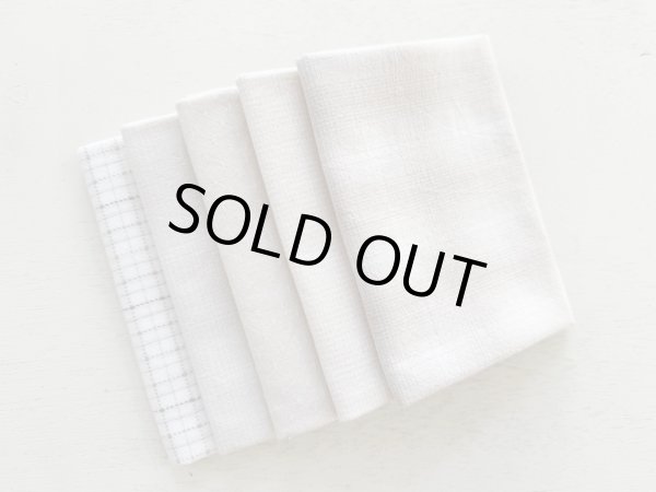 Photo1: Yarn Dyed Fabric - Set of 5 Cuts (26-2-10) Ivory (1)