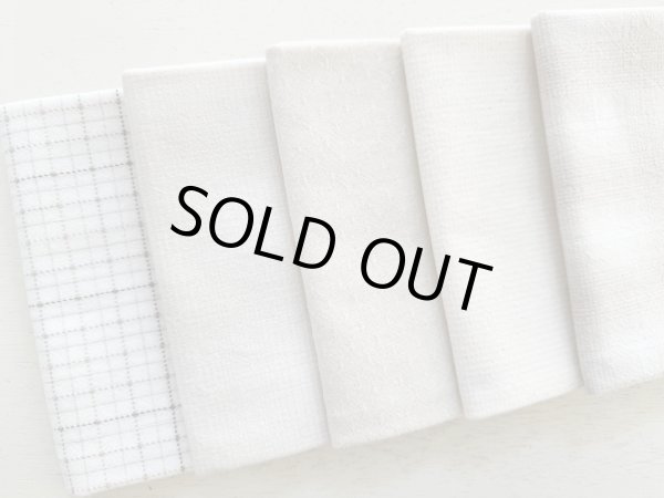 Photo2: Yarn Dyed Fabric - Set of 5 Cuts (26-2-10) Ivory (2)