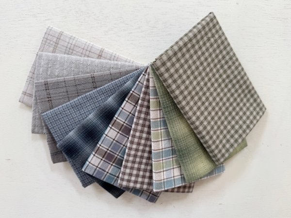 Photo1: Yarn Dyed Fabric - Set of 10 Cuts (26-3-23)  (1)