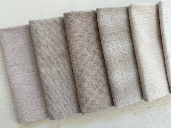 Photo2: Yarn Dyed Fabric - Set of 10 Cuts (26-3-25) Ivory (2)