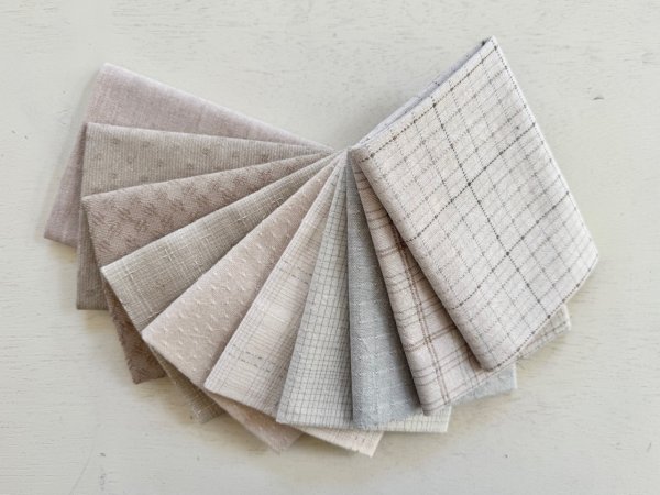 Photo1: Yarn Dyed Fabric - Set of 10 Cuts (26-3-25) Ivory (1)