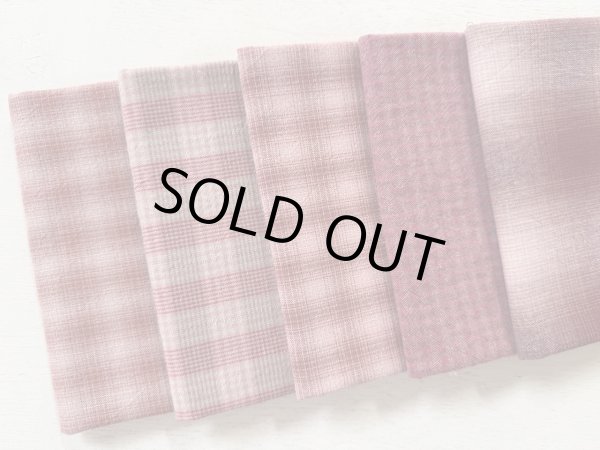 Photo2: Yarn Dyed Fabric - Set of 5 Cuts (26-3-27) Pink #2 (2)