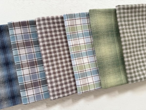 Photo3: Yarn Dyed Fabric - Set of 10 Cuts (26-3-27)  (3)