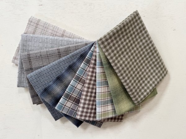 Photo1: Yarn Dyed Fabric - Set of 10 Cuts (26-3-27)  (1)