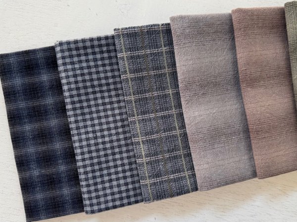 Photo2: Yarn Dyed Fabric - Set of 10 Cuts (26-5-6) #2 (2)