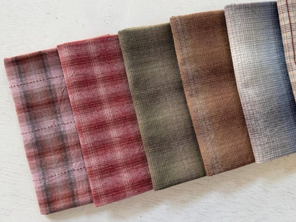 Photo2: Yarn Dyed Fabric - Set of 10 Cuts (26-5-6) #1 (2)