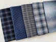 Photo2: Yarn Dyed Fabric - Set of 5 Cuts (26-6-17) Blue (2)