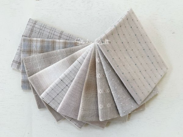 Photo1: Yarn Dyed Fabric - Set of 10 Cuts (26-6-17) Ivory  (1)
