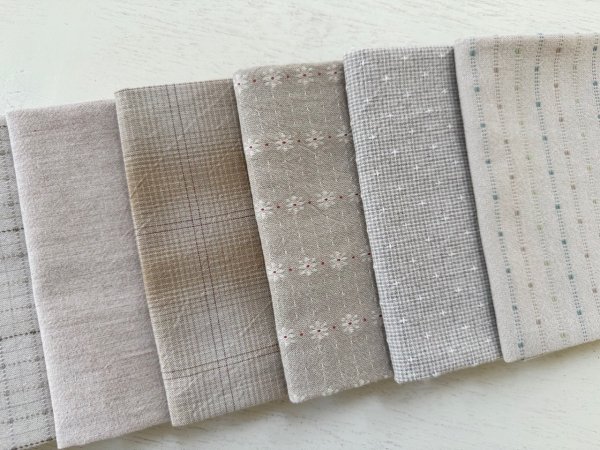 Photo3: Yarn Dyed Fabric - Set of 10 Cuts (26-6-17) Ivory  (3)