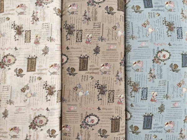 Photo1: Sunbonnet Sue Printed Fabric (1)