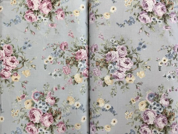 Photo1: Floral Printed Fabric (1)