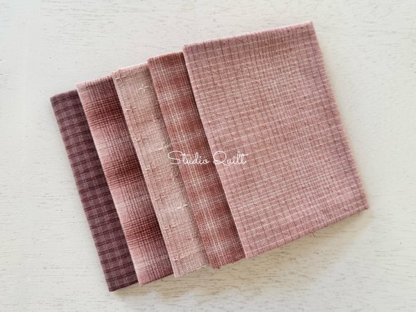 Photo1: Yarn Dyed Fabric - Set of 5 Cuts (26-9-25) Pink (1)