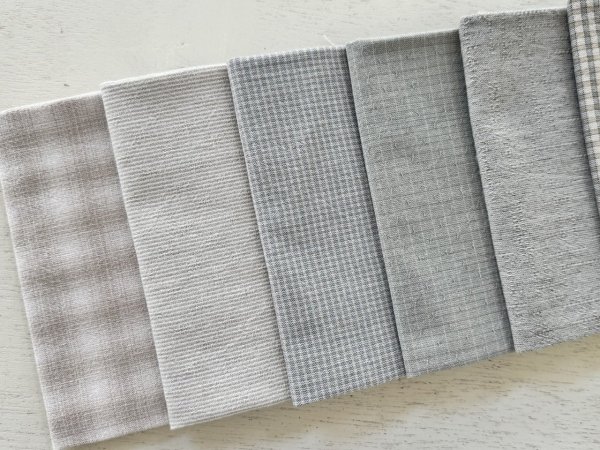 Photo2: Yarn Dyed Fabric - Set of 10 Cuts (26–9-25) Ivory (2)